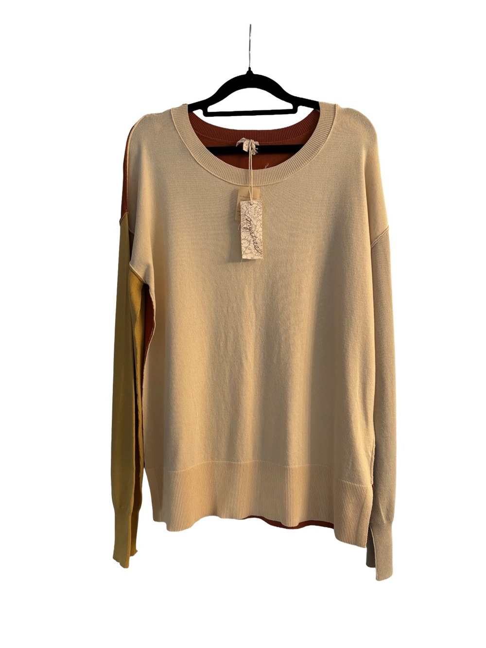MYSTREE Earth Tone Colorblock Oversized Sweater